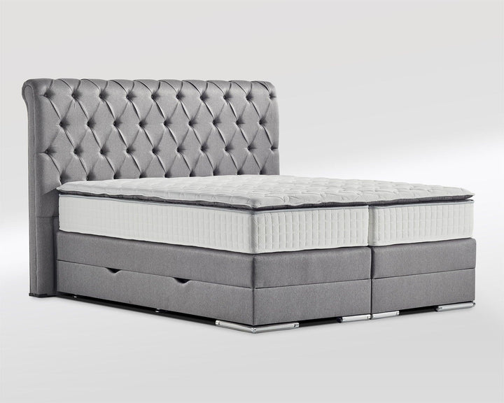 Boxspringbett Baron Jr. Chesterfield mit Bettkasten Gewebestoff - WohnenRoyal