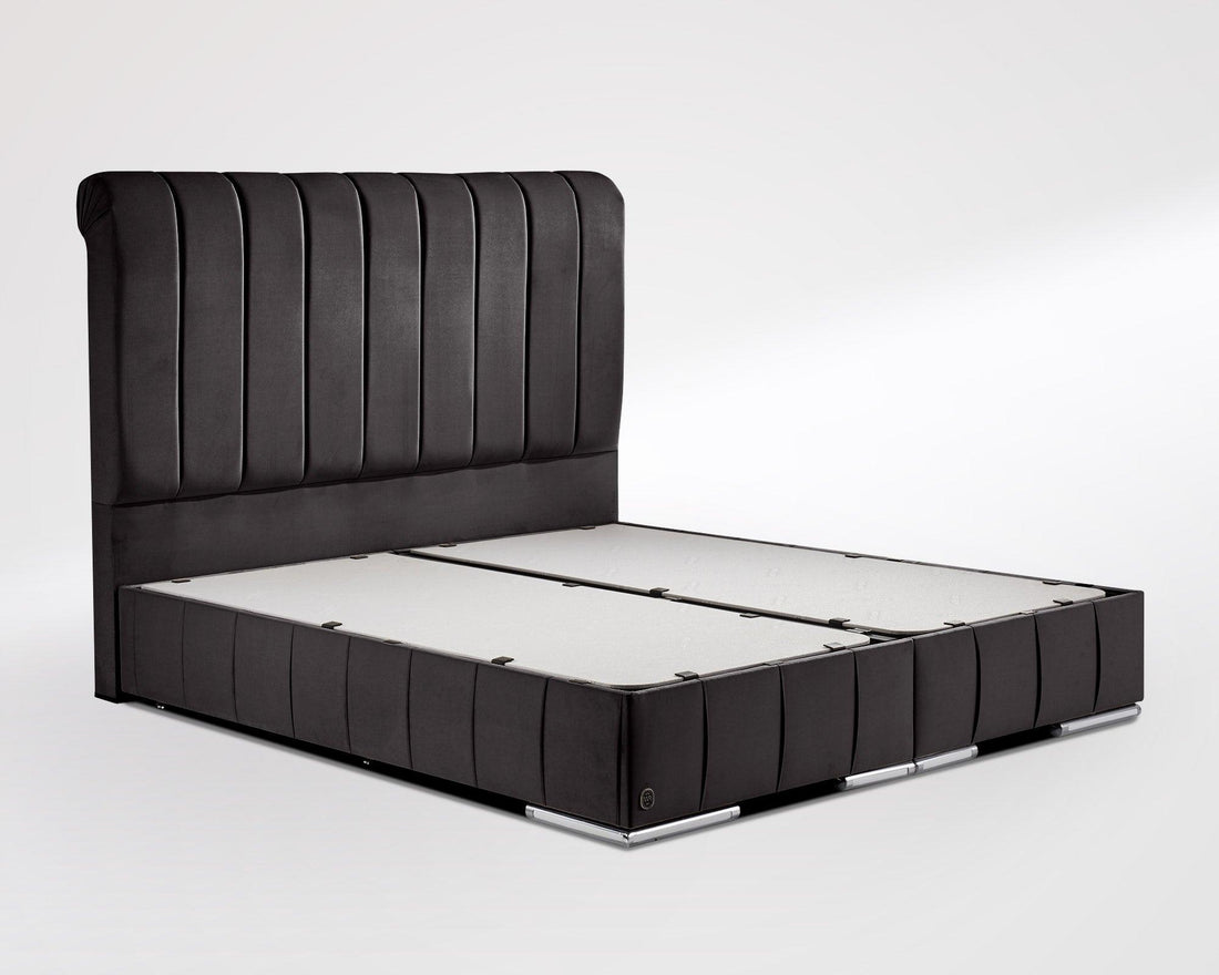 Boxspringbett Nevada Jr. mit Bettkasten Velourstoff - WohnenRoyal