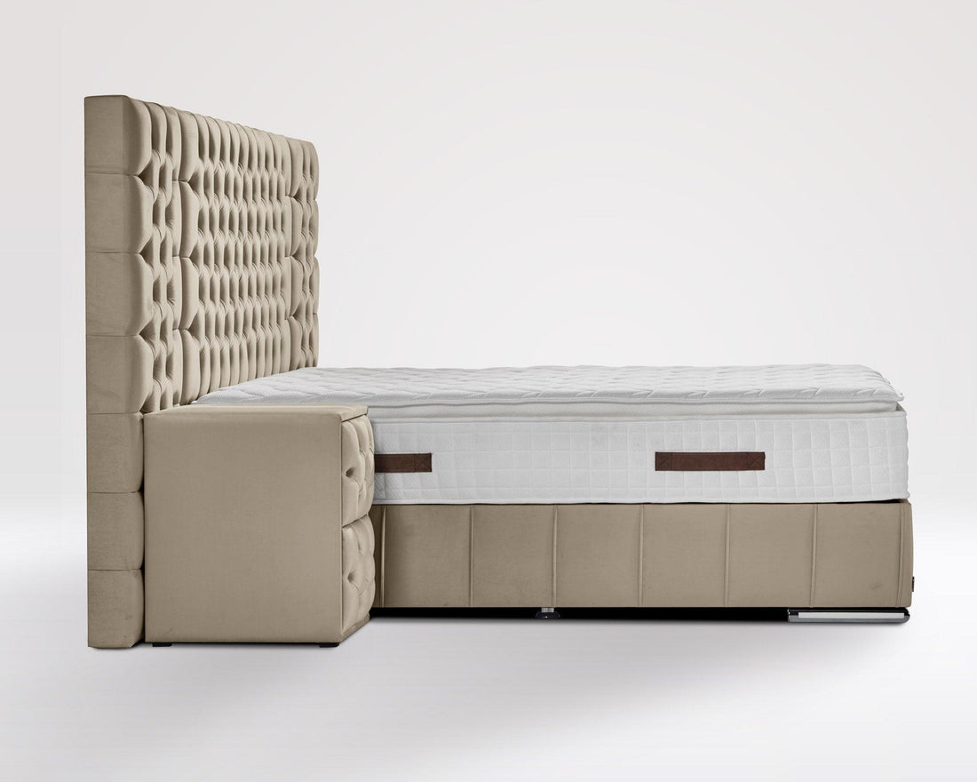 Boxspringbett Renella mit Bettkasten Velourstoff - WohnenRoyal