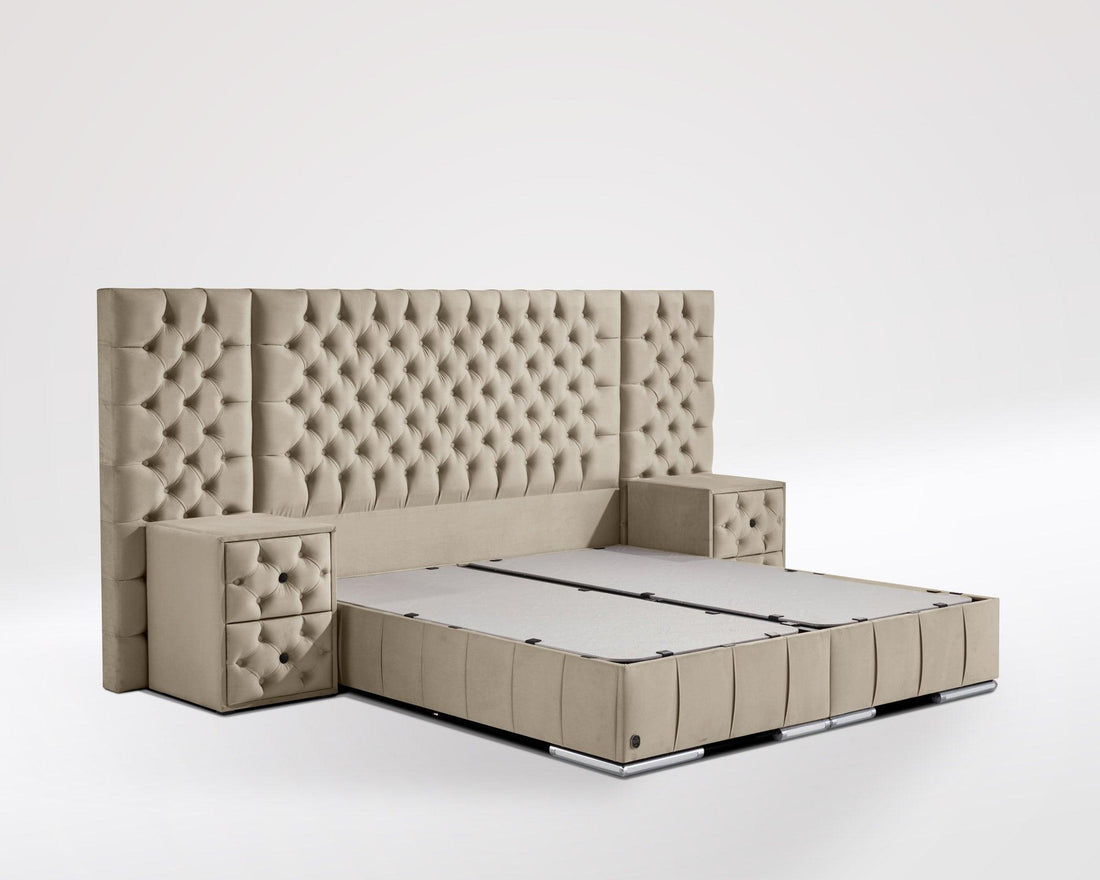 Boxspringbett Renella mit Bettkasten Velourstoff - WohnenRoyal