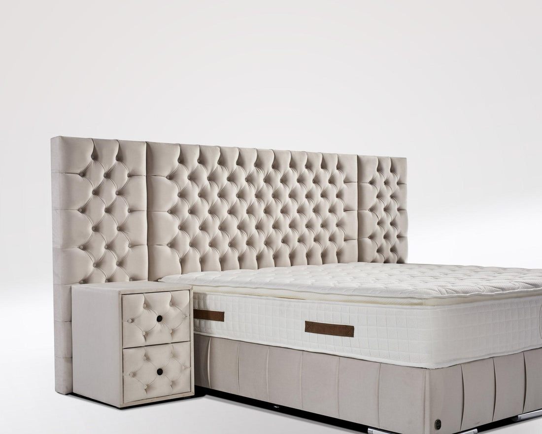 Boxspringbett Renella mit Bettkasten Velourstoff - WohnenRoyal