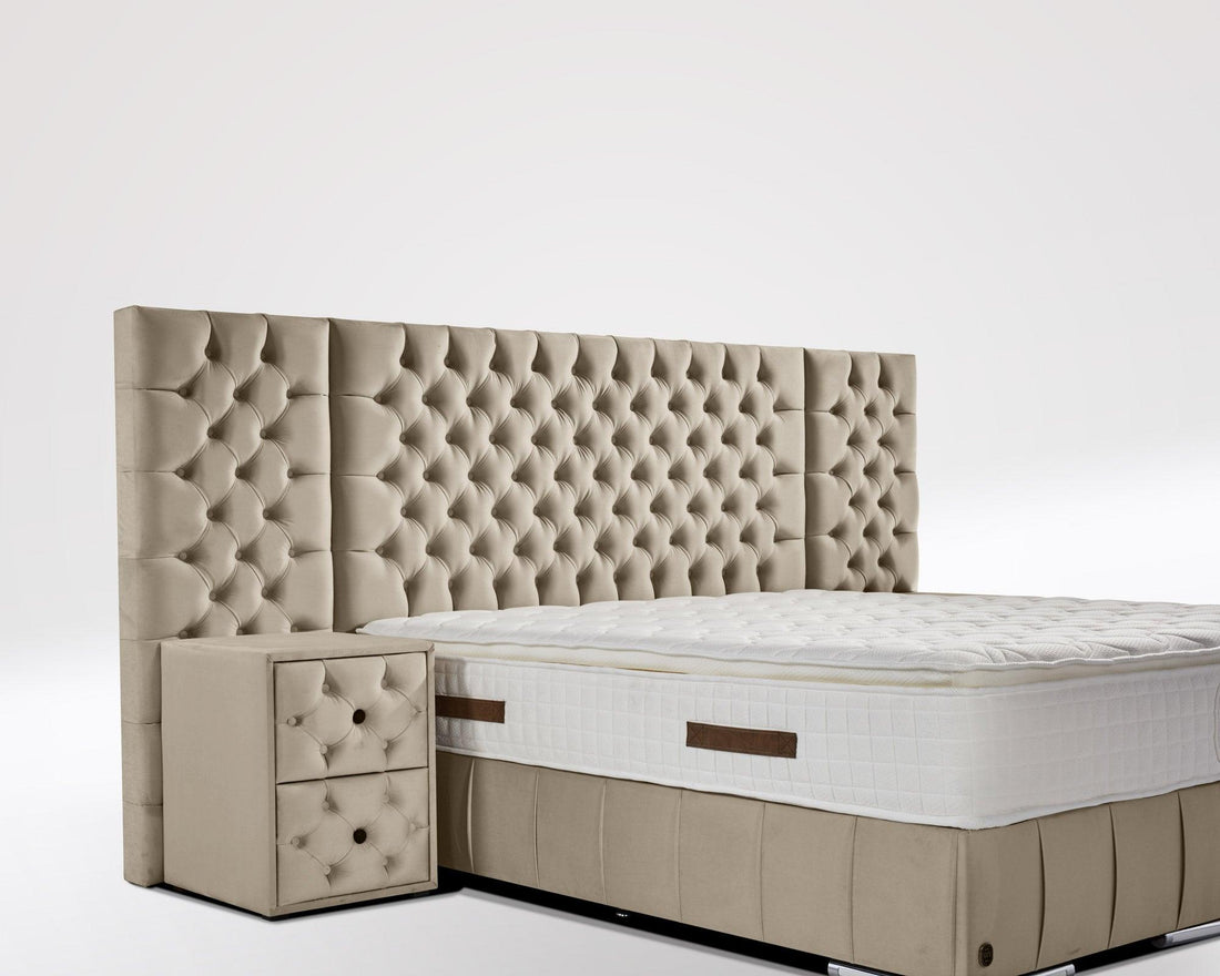 Boxspringbett Renella mit Bettkasten Velourstoff - WohnenRoyal