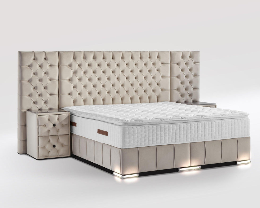 Boxspringbett Renella mit Bettkasten Velourstoff - WohnenRoyal