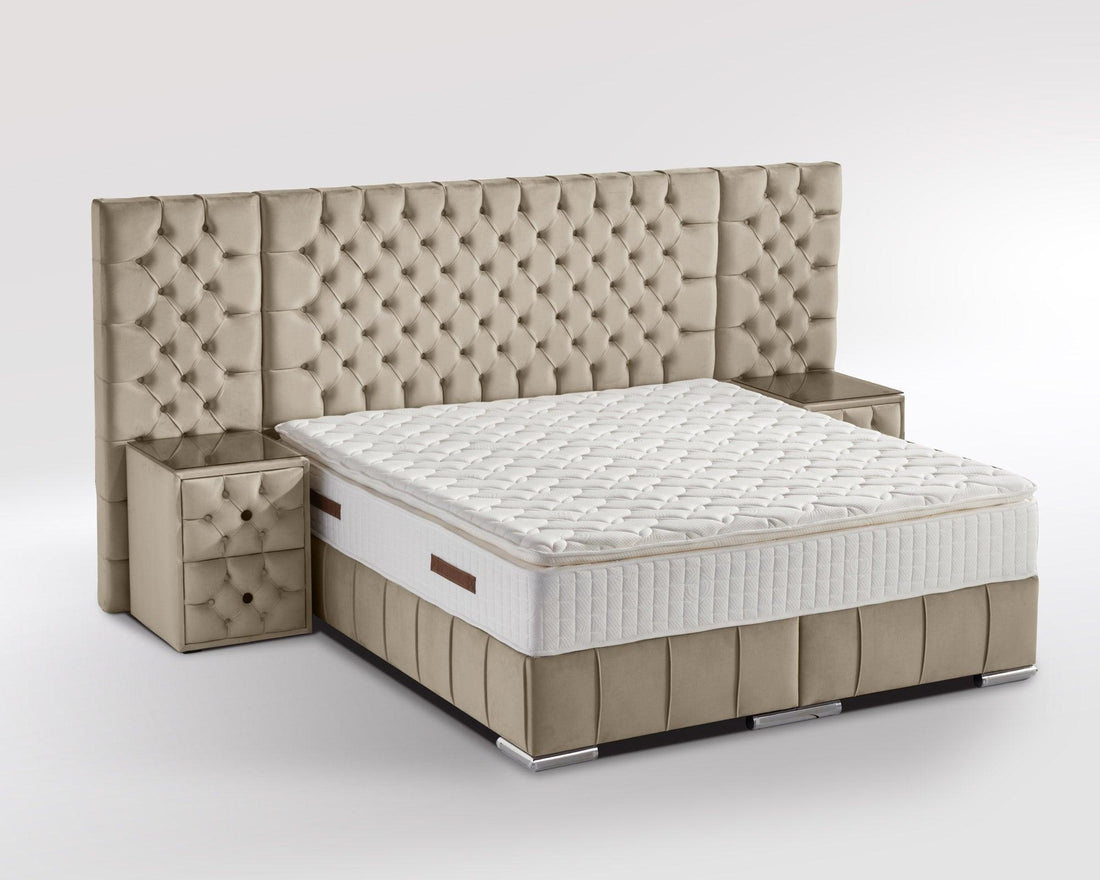 Boxspringbett Renella mit Bettkasten Velourstoff - WohnenRoyal