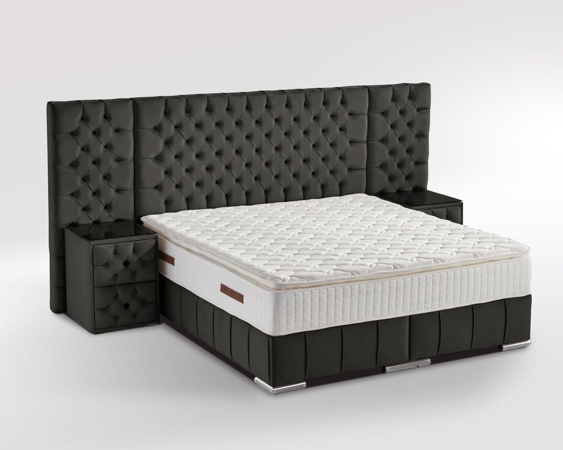 Boxspringbett Renella mit Bettkasten Velourstoff - WohnenRoyal