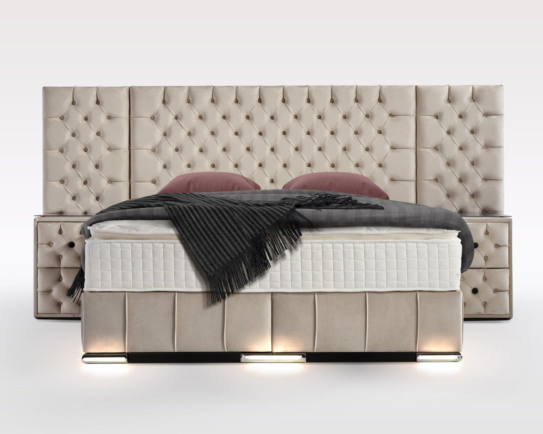 Boxspringbett Renella mit Bettkasten Velourstoff - WohnenRoyal