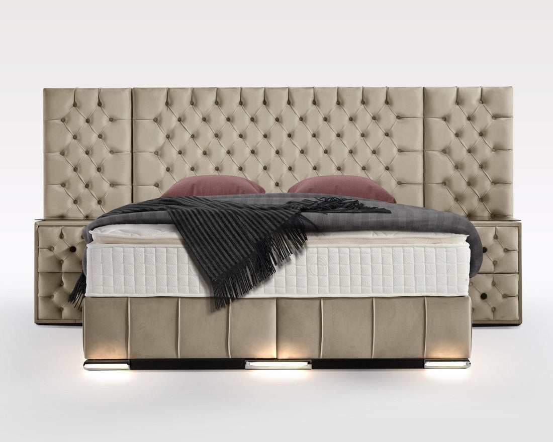 Boxspringbett Renella mit Bettkasten Velourstoff - WohnenRoyal