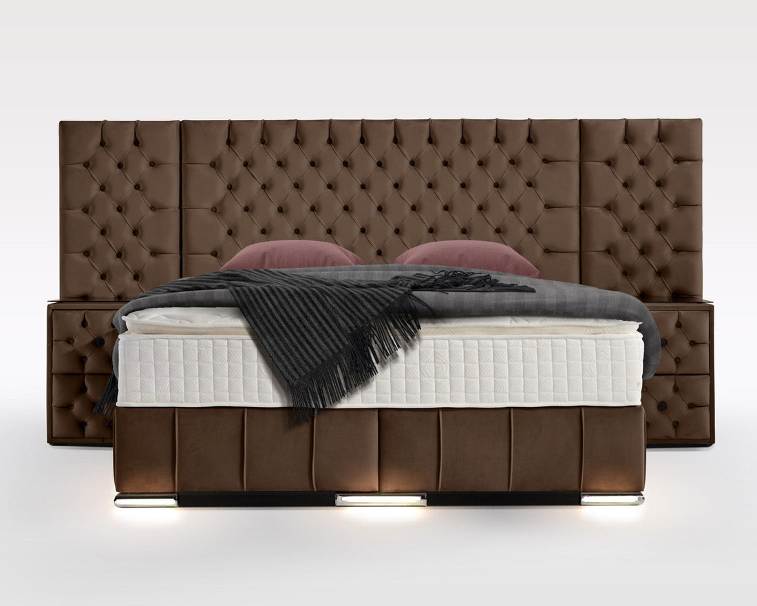 Boxspringbett Renella mit Bettkasten Velourstoff - WohnenRoyal