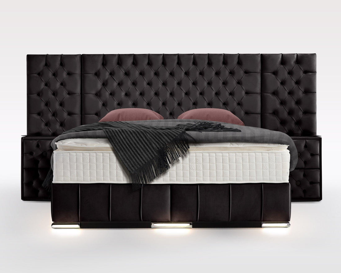 Boxspringbett Renella mit Bettkasten Velourstoff - WohnenRoyal