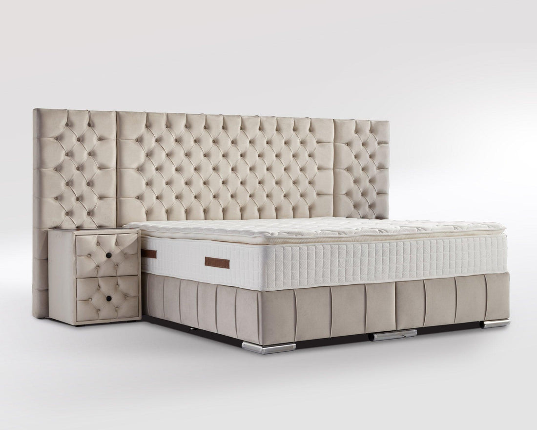 Boxspringbett Renella mit Bettkasten Velourstoff - WohnenRoyal