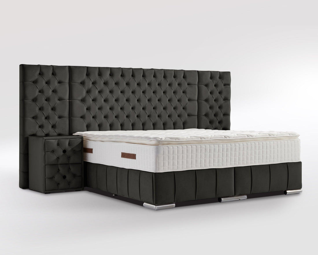 Boxspringbett Renella mit Bettkasten Velourstoff - WohnenRoyal