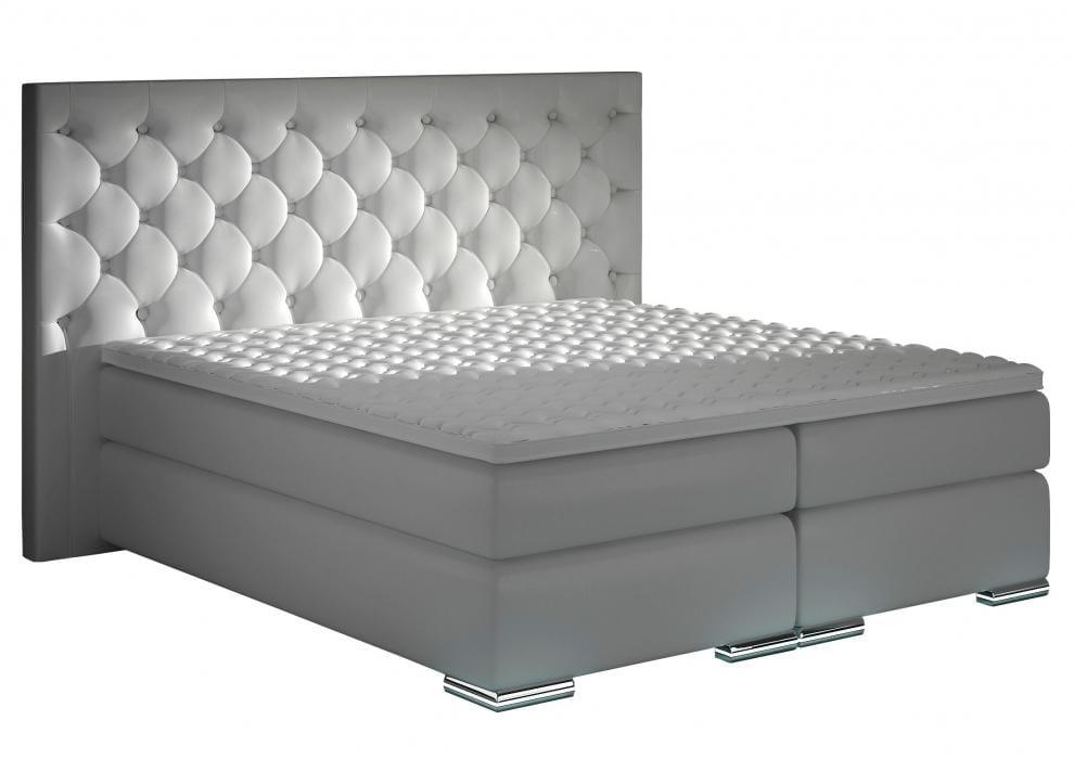 Boxspringbett Venedig Chesterfield Weiß Kunstleder - WohnenRoyal